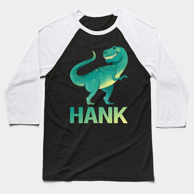 Happy Dinosaur - Hank Name Baseball T-Shirt by Atlas Skate